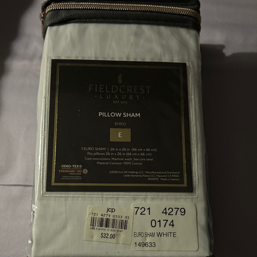 Fieldcrest Euro Pillow Sham in White